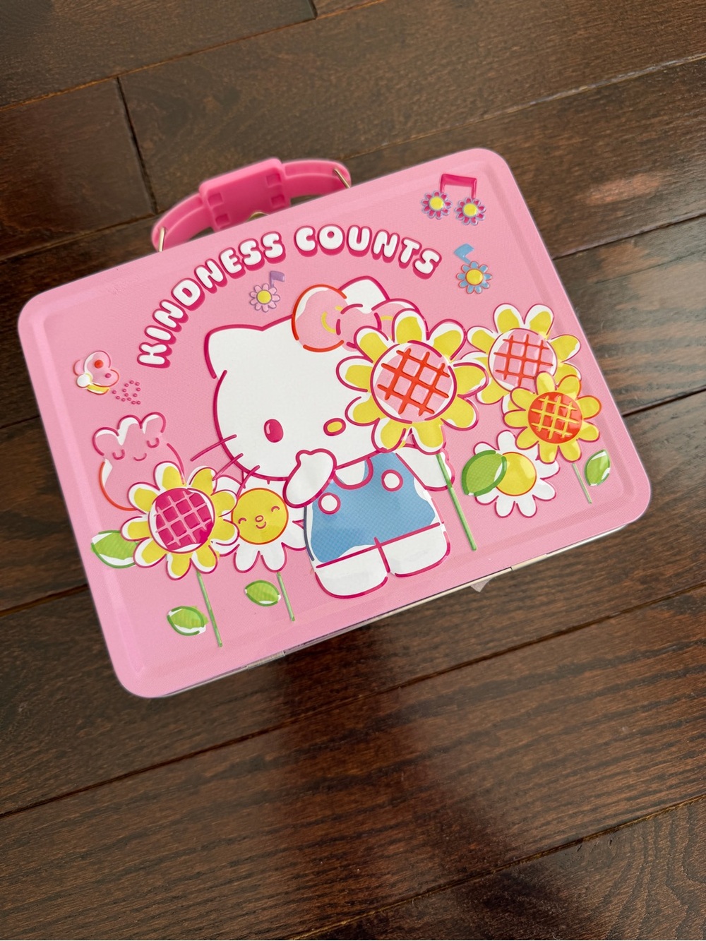 Hello Kitty Pink Floral "Kindness Counts" Tin Lunchbox